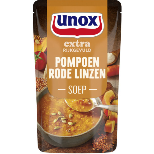 Nutteloos expeditie Cokes Unox Soep in Zak Poempoen & Rode Linzen (570 ml.)