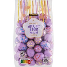 Jumbo Paaseitjes Melk, Wit en Pure Chocolade met Praline Vulling (450 gr.)