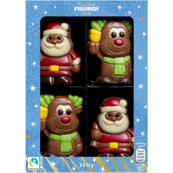 Milk Chocolate Christmas Figures - Santa & Rudolph (8 x 15 gr.)