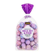 Jumbo Paaseitjes Melk, Wit en Pure Chocolade met Praline Vulling (500 gr.)