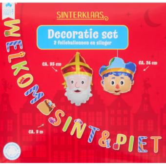 Sinterklaas & Piet Welkom Slinger met 2 Ballon Figuren (9 meter)