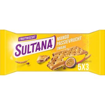 Sultana Fruitbiscuit Mango Passievrucht (5 x 3 stuks)