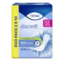 TENA Discreet Extra Incontinence Pads Duopack (2 x 10 pieces)