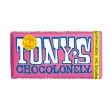 Tony's Chocolonely White Chocolade Raspberry/Crackling Sugar (180 gr.)