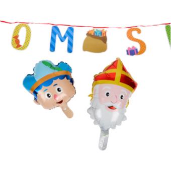 Sinterklaas & Piet Welkom Slinger met 2 Ballon Figuren (9 meter)